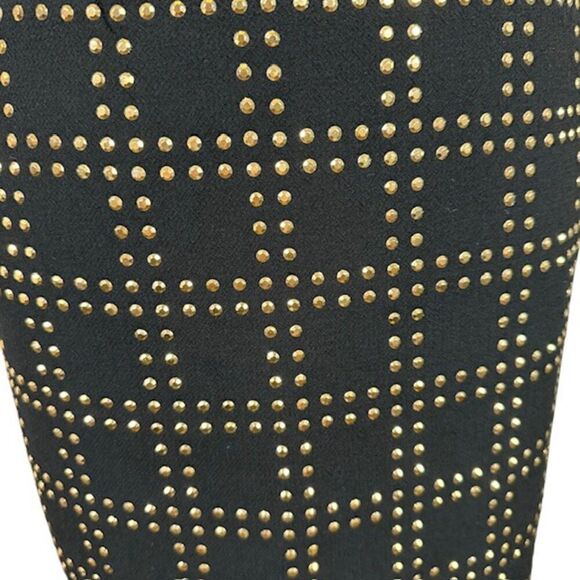 Trina Turk Blake Dress Gold Studded Black Crepe Mini Sheath Sleeveless Size 2 - Picture 4 of 15
